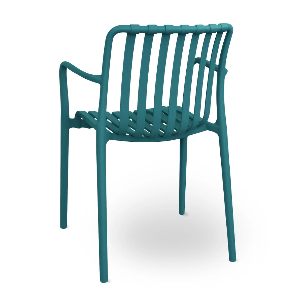 Sedia Iside da esterno in plastica verde petrolio comfort premium con braccioli