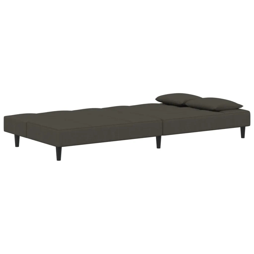 Divano Letto a 2 Posti con 2 Cuscini Grigio Scuro in Velluto 375808