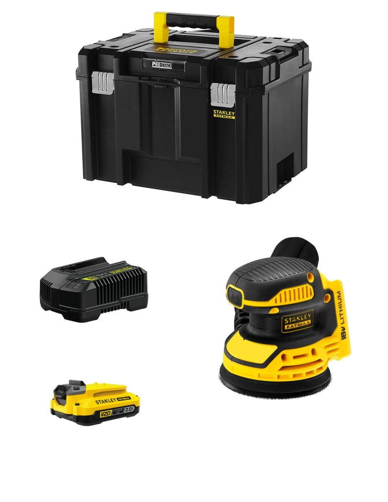 Levigatrice Roto-orbitale STANLEY FatMax SFMCW220D1T (1 x 2,0 Ah + Caricabatteria + TSTAK VI)
