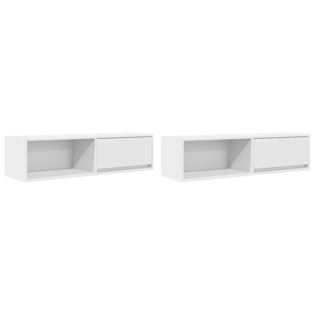 vidaXL Mobili TV a Parete 2pz Bianchi 100x31x25,5 cm Legno Multistrato