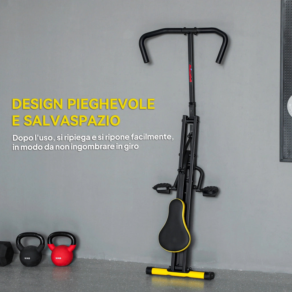 Macchina Total Crunch Pieghevole 57x105x115 cm con Seduta Regolabile in Metallo e Plastica Giallo