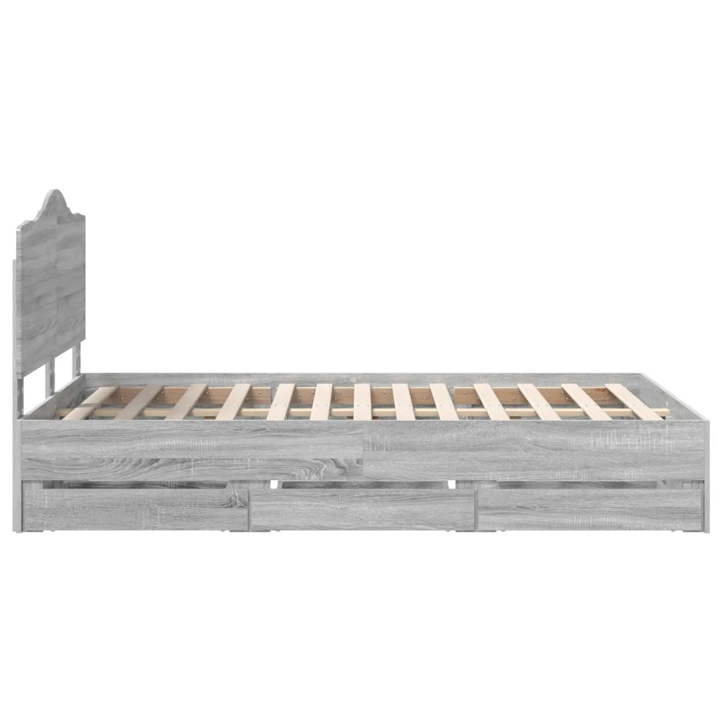 Struttura del letto con cassetto Sonoma grigia 120 x 190 cm