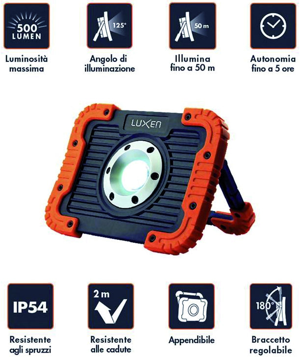 Luxen PROIETTORE PORTATILE 10 W, 500 lumen, luce naturale