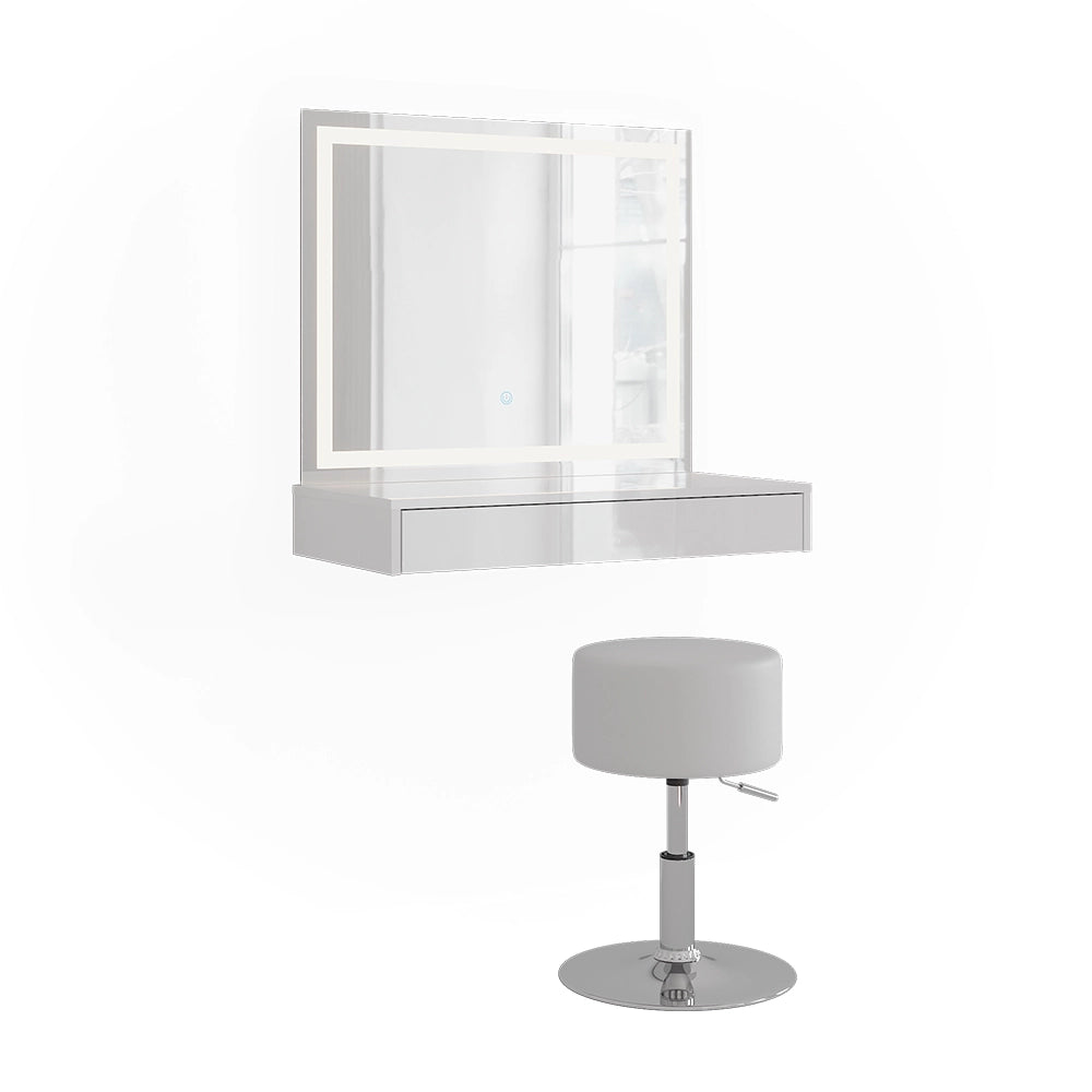 Vicco Tavolo da toeletta Bianco/bianco lucido 120 cm 3 parti