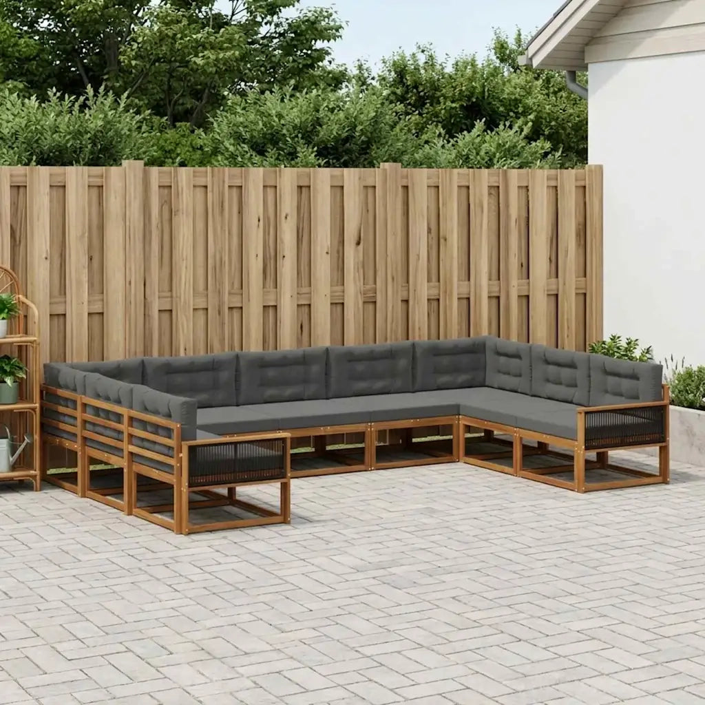 Set di divani da esterno con cuscino 9 pcs Naturale e Antracite 3382885