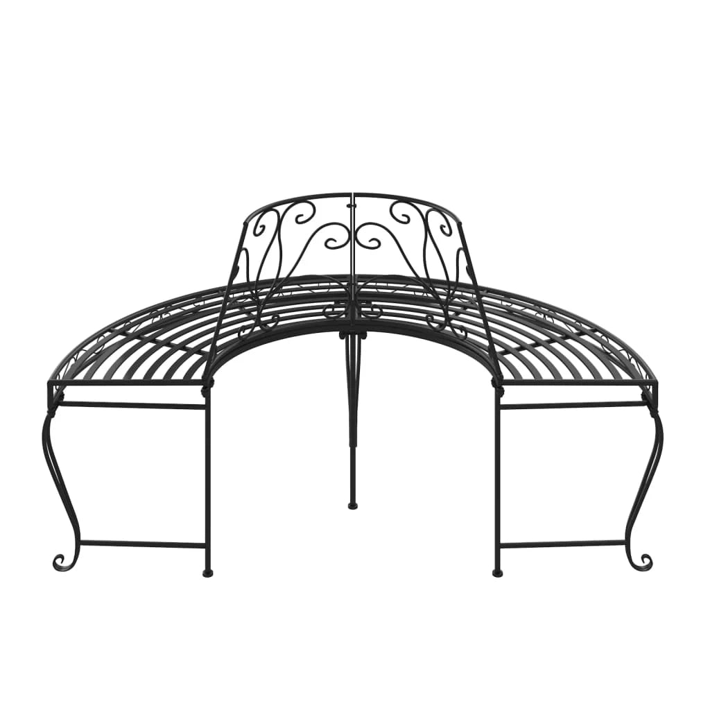 Panca da giardino arredo da giardino per esterno terrazza semicircolare torre ad albero diametro 160 cm acciaio nero 02_0011819