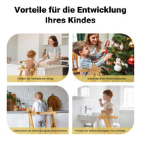 Torre di apprendimento pieghevole per bambini 43 x 48 x 91 cm in bambù, torre montessoriana regolabile in altezza per bambini, sgabello per bambini con barra di protezione