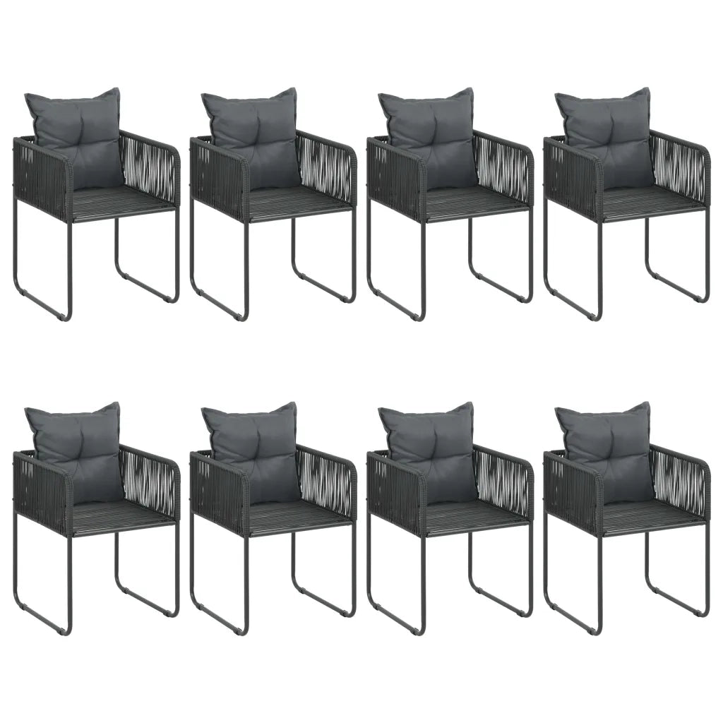 Set da Pranzo da Giardino 9 pz in Rattan PVC Nero 3060105