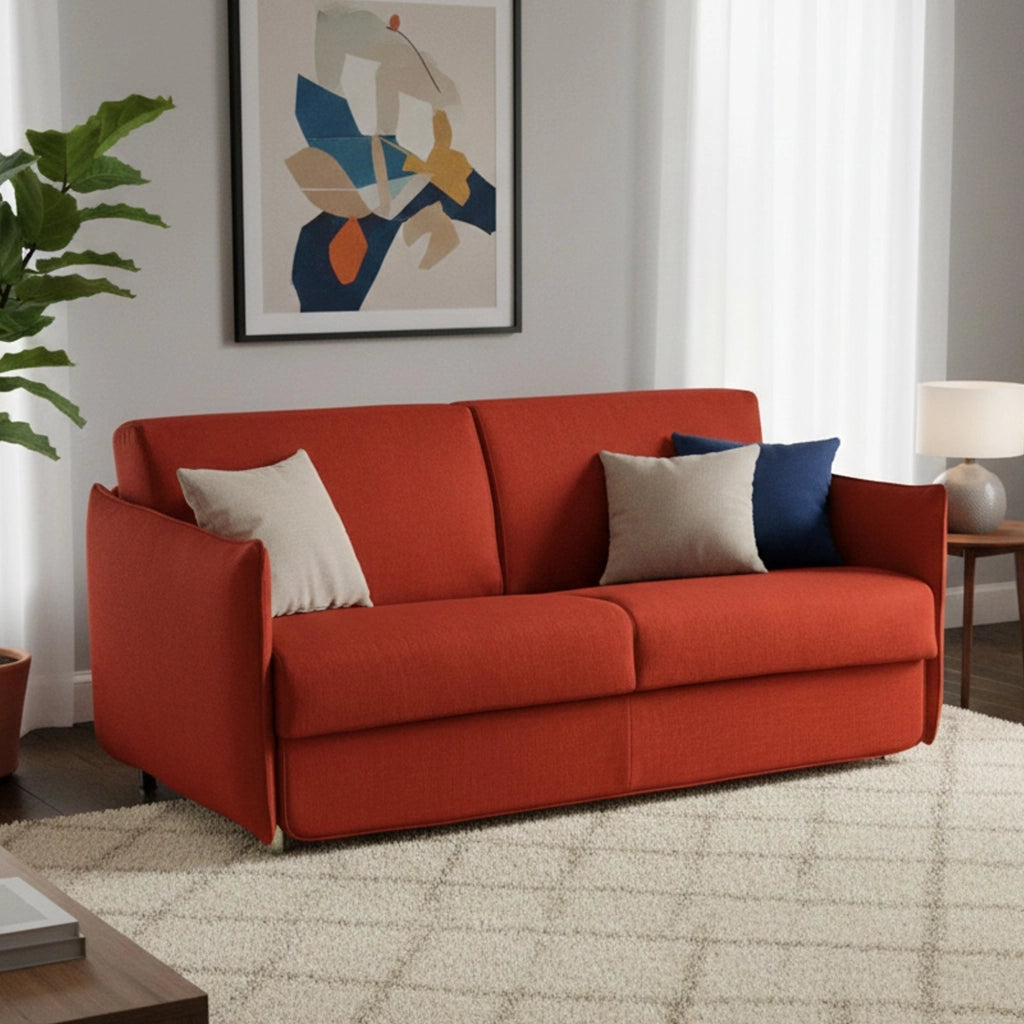 Cecina, Divano Letto 3 Posti Sfoderabile Made in Italy, 200x95 cm Arancione