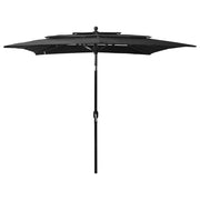 Ombrellone a 3 Livelli con Palo in Alluminio Nero 2,5x2,5 m cod mxl 22909