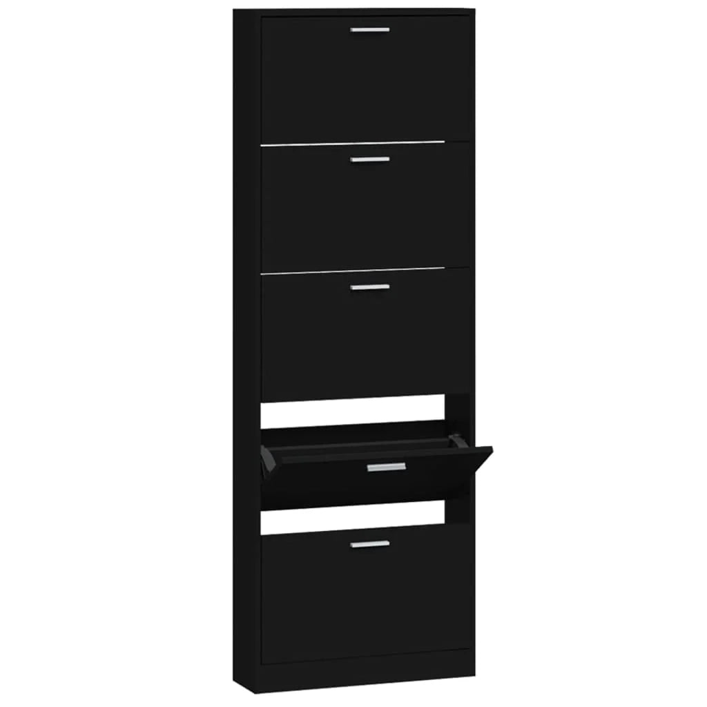 Scarpiera mobile contenitore per scarpe mobile per ingresso/corridoio/soggiorno 59 x 17 x 169 cm legno ingegnerizzato nero 02_0021984