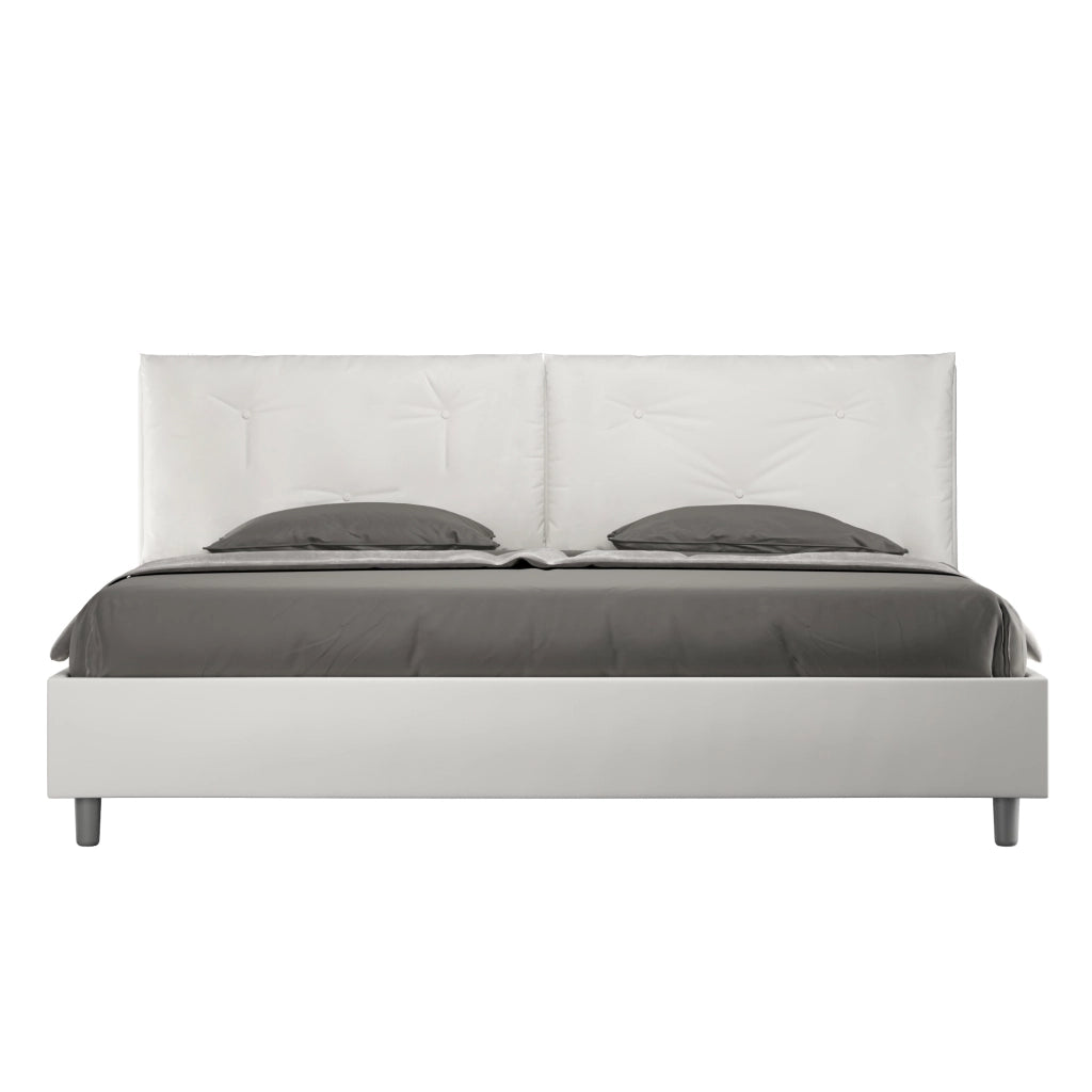 BS COM Letto matrimoniale king size con rete imbottito 200x200 similpelle bianco