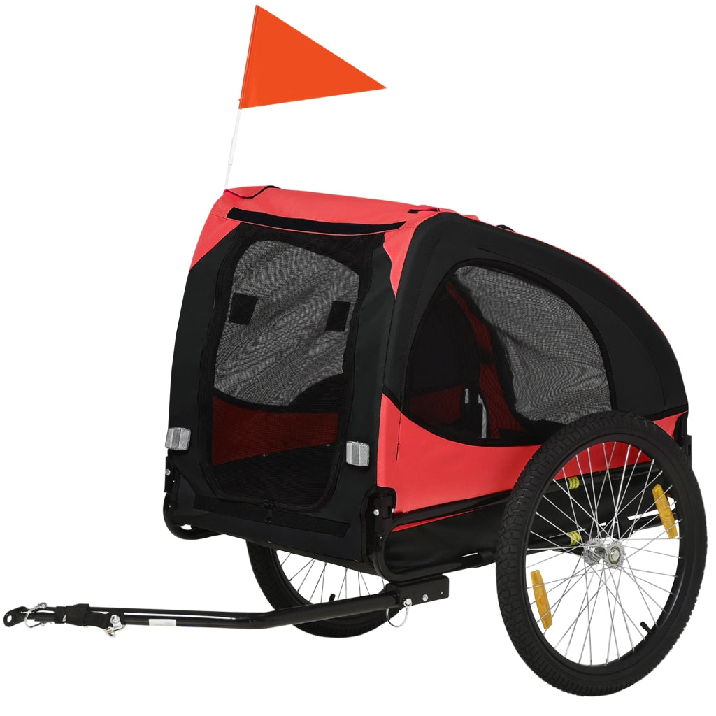 Rimorchio per Bicicletta per Cani - Xylo - Pieghevole, Impermeabile, Oxford, 140x71x83cm, Rosso