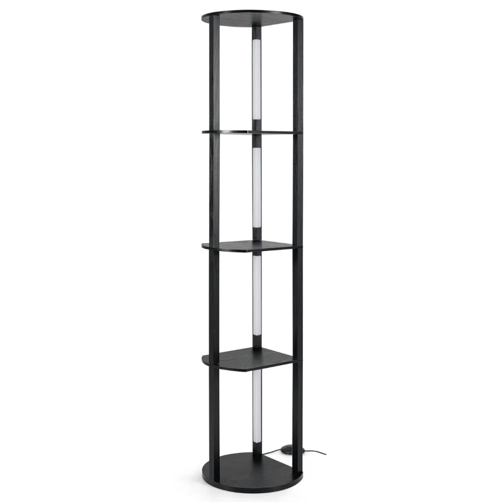 Lampada da terra con ripiano versatile 35 x 30 x 163 cm 3 livelli di luminosità design moderno in MDF nero 20_0012303