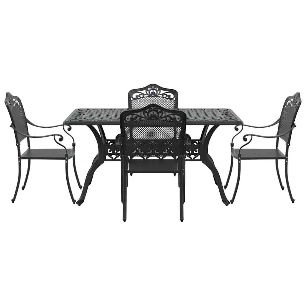 vidaXL Set da Pranzo per Giardino 5 pcs Nero Alluminio