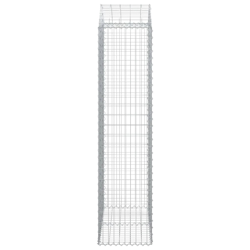 Cesto gabbione recinzione a gabbia muro di contenimento ad arco 100 x 50 x 200/220 cm ferro zincato argento 02_0039965