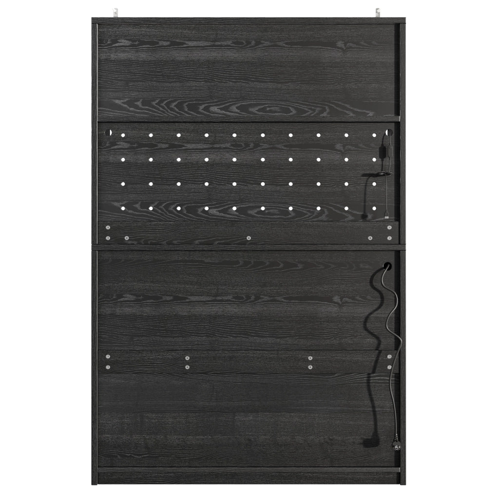 Mobile alto da cucina 120 cm con LED RGB, prese e porte USB nero HAVRYA