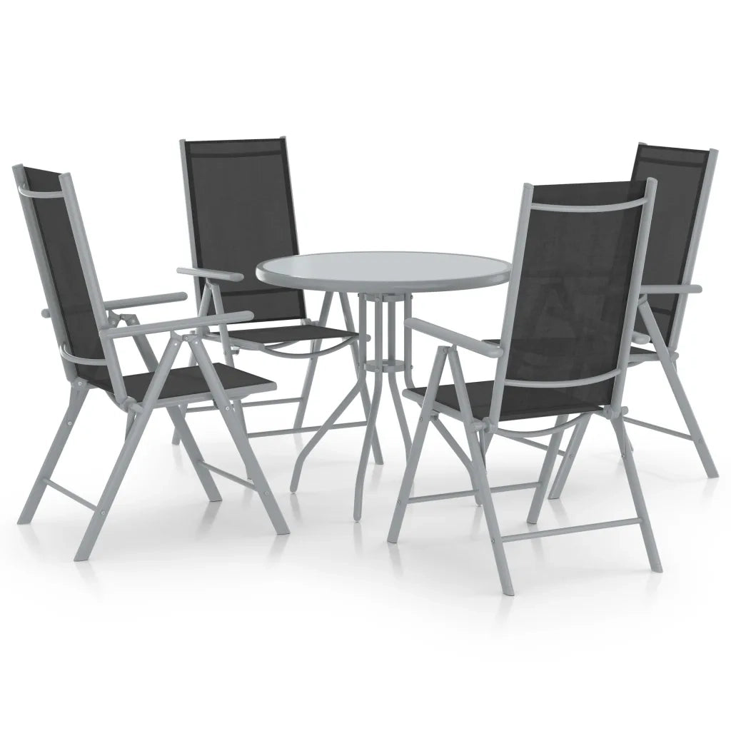 Set Mobili Pranzo Giardino 5pz Alluminio e Textilene Argento  cod mxl 40731
