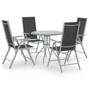 Set Mobili Pranzo Giardino 5pz Alluminio e Textilene Argento  cod mxl 40731
