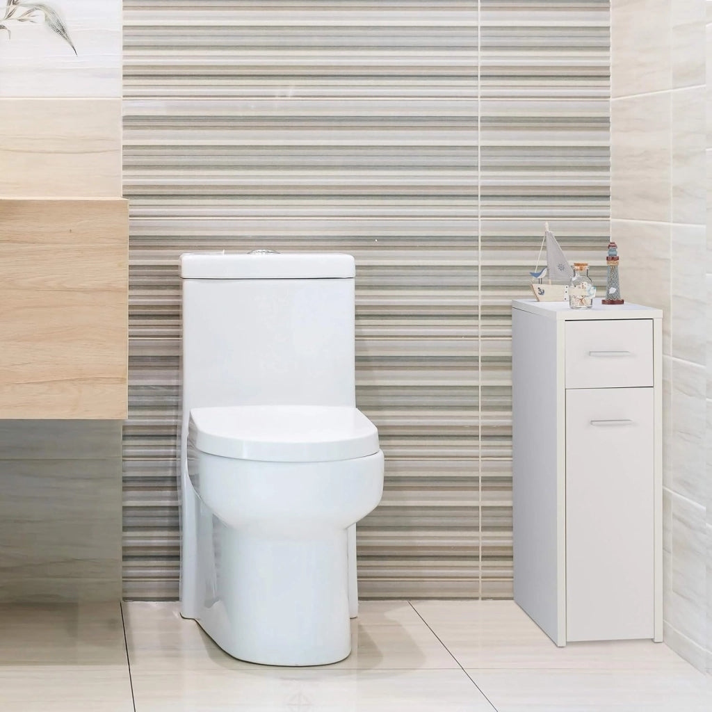 Mobile Salvaspazio Alto & Stretto, 2 Cassetti, Bagno, Cucina, Salotto, Compatto a Colonna,61,5x20x45 cm,bianco
