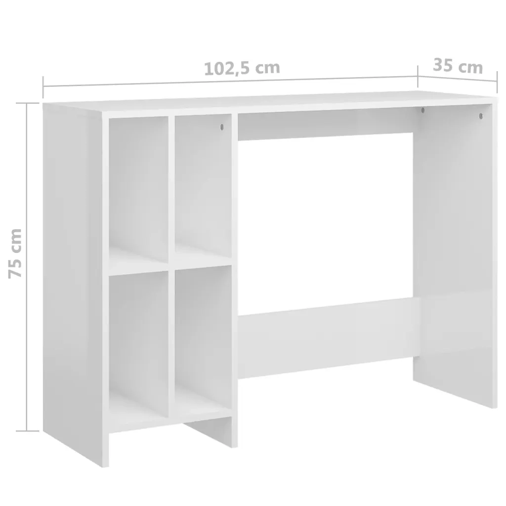 Scrivania Portatile-Scrivanie per ufficio e studio-Scrittoio Bianco Lucido 102,5x35x75 cm Multistrato
