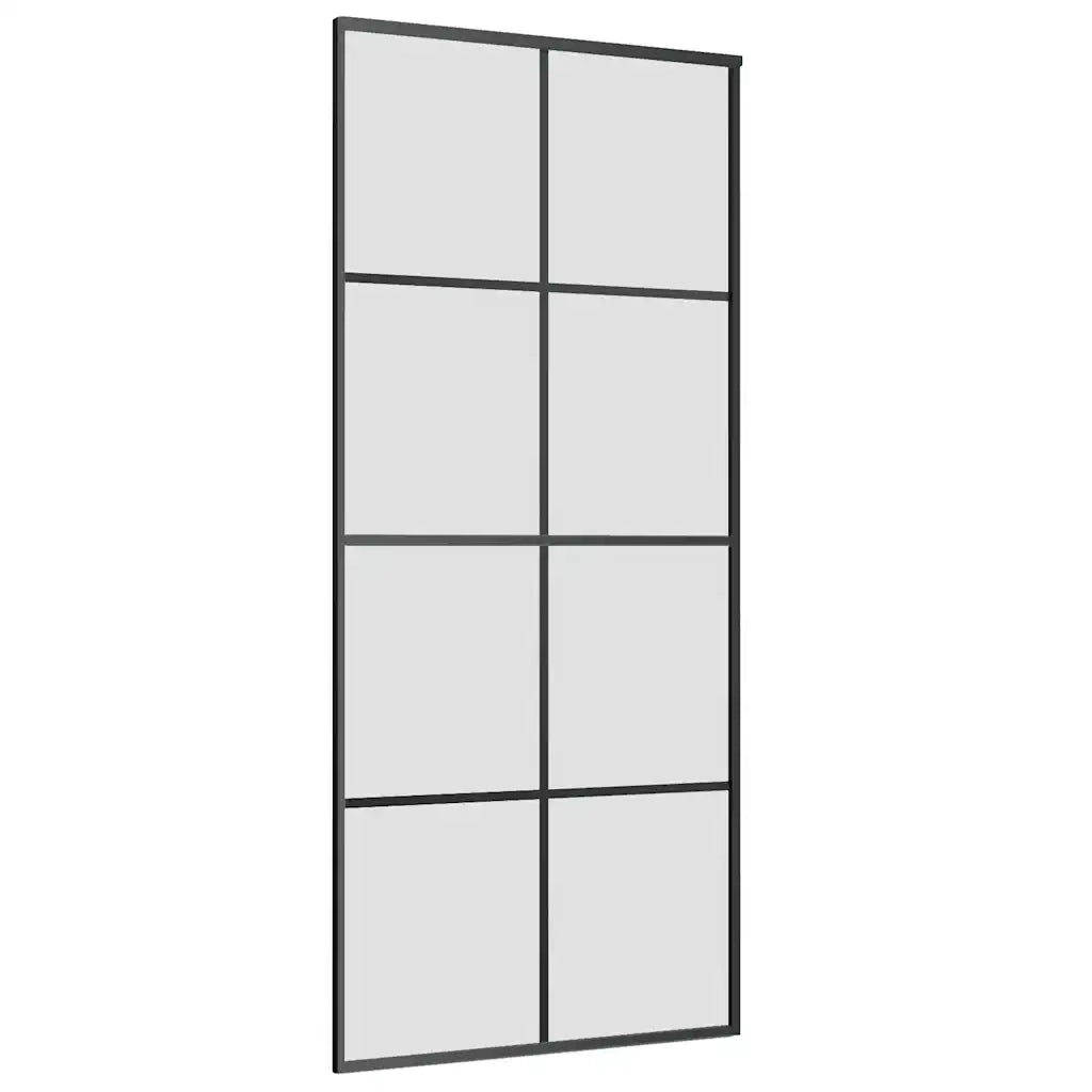 Porta Scorrevole con Ferramenta Nera 90x205 cm in Vetro ESG