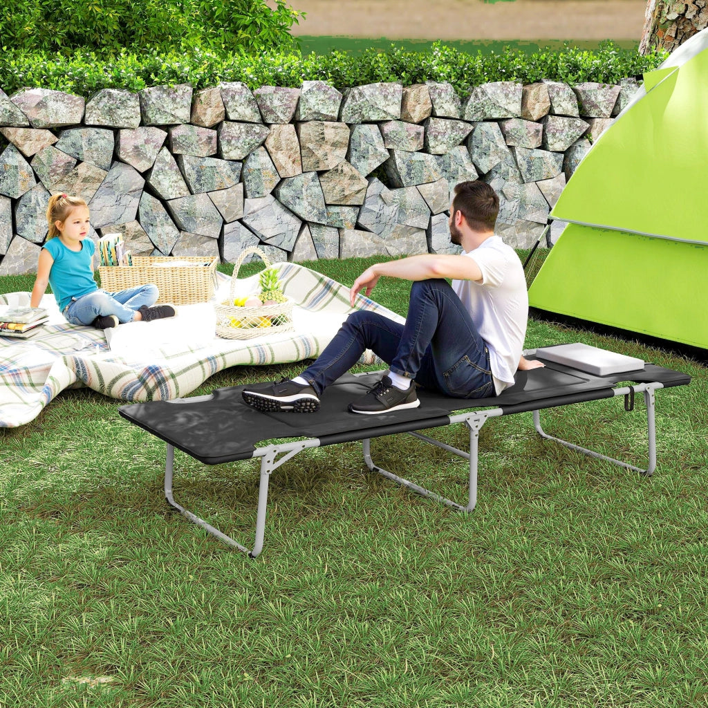 Letto Pieghevole Camping con Cuscino ¨C zephmum ¨C Nero 183x66x33 cm