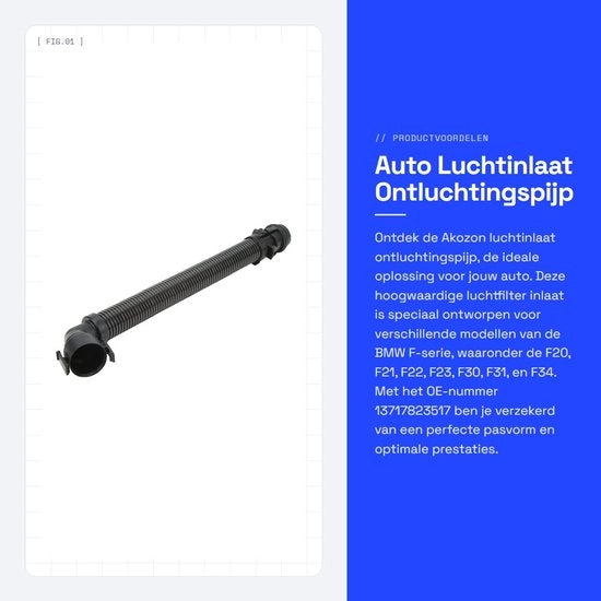 Filtro dell'aria per veicoli - Tubo di aspirazione e scarico - Materiale ABS - Numero di riferimento OE 13717823517 - Adatto per serie 1/2/3/4/5/7 - Compatibile con F20/F21/F22/F23/F30/F31/F34