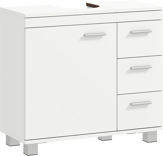 Cassettiera Bagno - 3 Comparti - Chiusura a Pelo - Asciugamani - Struttura in Legno