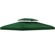 Copertura per Gazebo 4x3 m a 2 Livelli in Poliestere con Cinghie e 10 Fori di Drenaggio, Verde