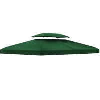 Copertura per Gazebo 4x3 m a 2 Livelli in Poliestere con Cinghie e 10 Fori di Drenaggio, Verde