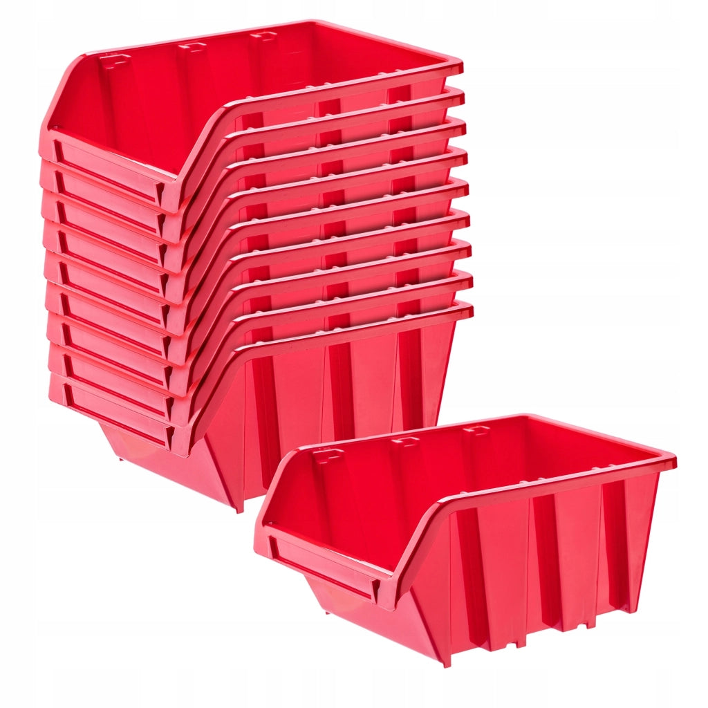 Set di 10 vassoi portaoggetti KADAX per officina, dimensioni 490x298 mm.