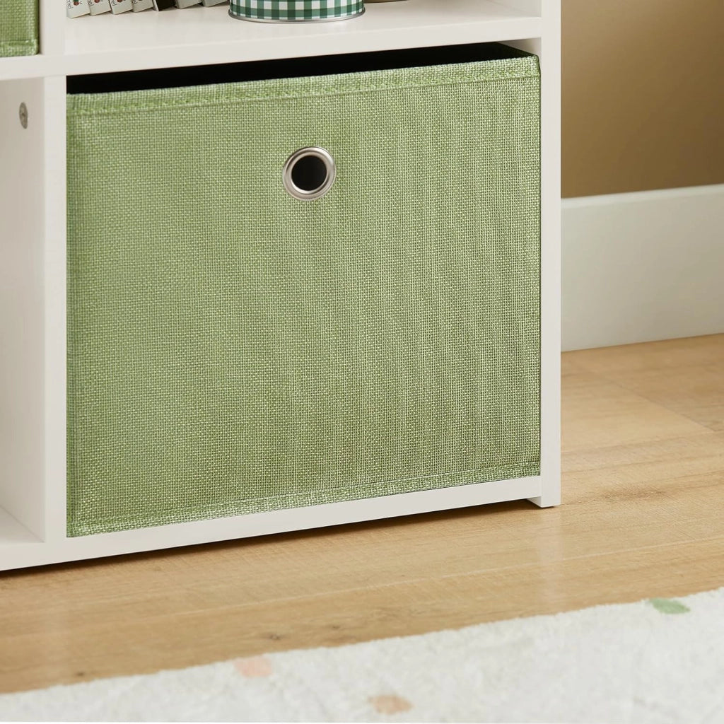 Libreria per Bambini Scaffale con 2 Scatole in Tessuto Organizzatore di Giocattoli Bianco 60x34x80cm KMB79-W
