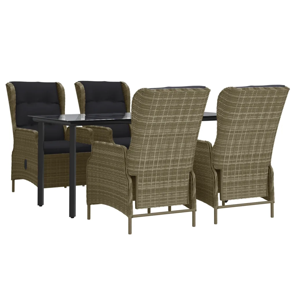 Set da Pranzo da Giardino 5 pz Marrone in Polyrattan 3156798