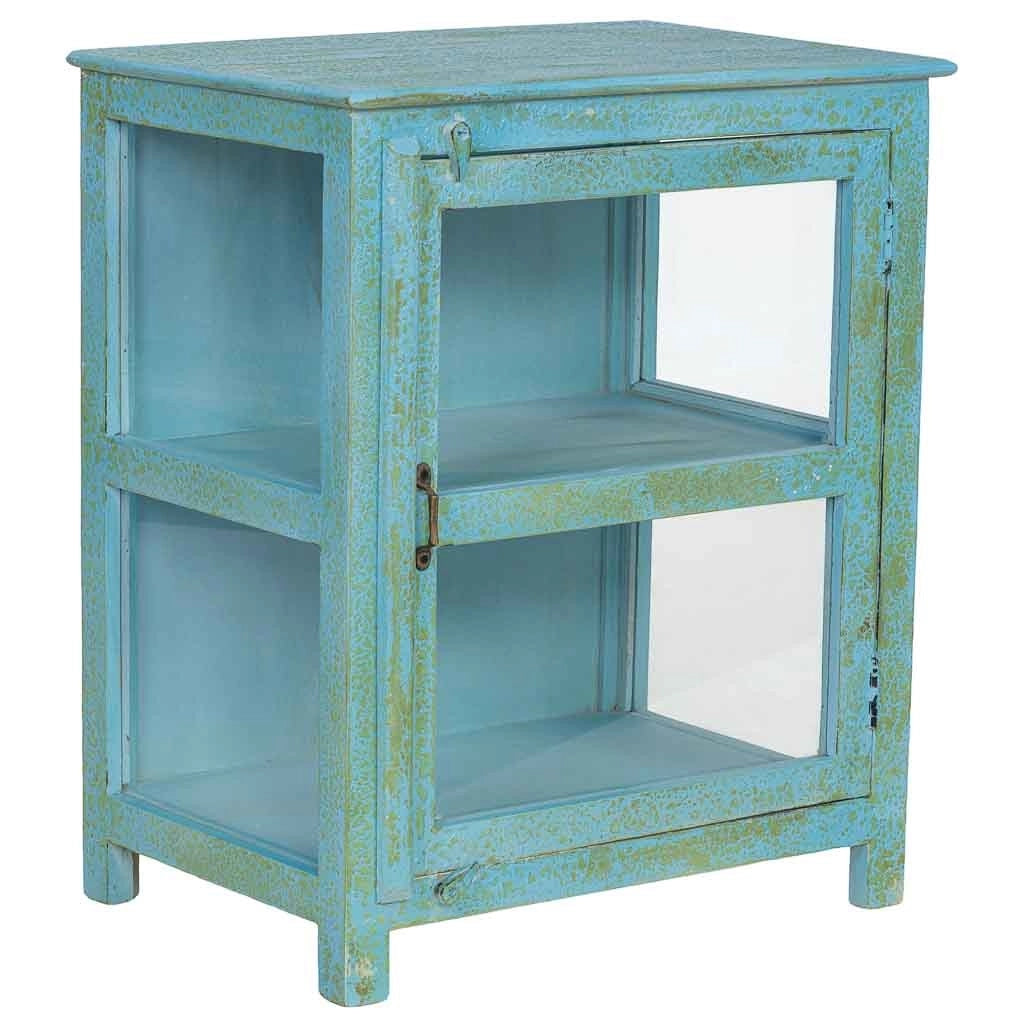 Vetrina in legno blu 67x46x80 cm
