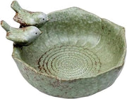 Vogalbaino resistente al freddo, vasca da uccello rotonda verde ciotola per il cibo per la decorazione di giardino - Ceramica - Per esterno