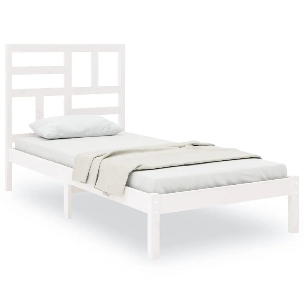 Giroletto-Struttura Letto Bianco in Legno Massello 100x200 cm 649738