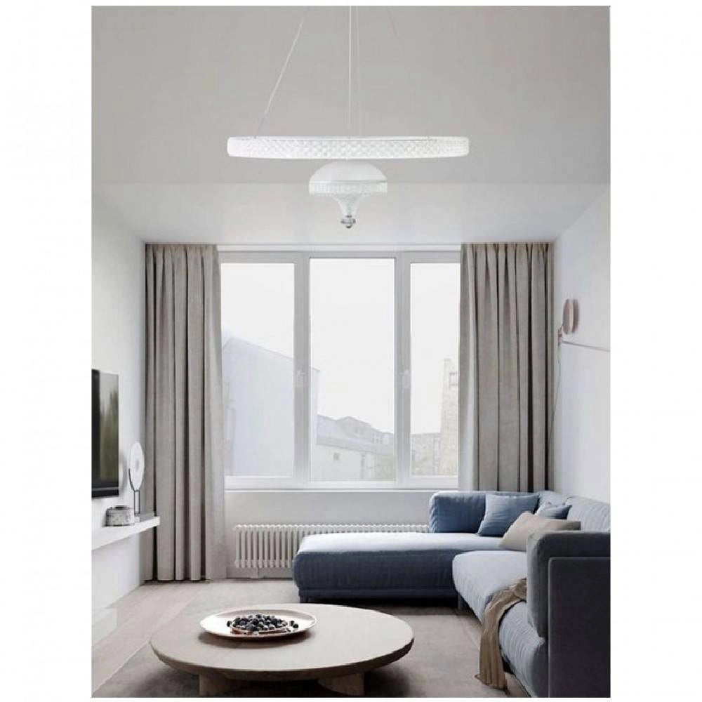 Trade Shop - Lampadario A Sospensione Led 50 W Bianco Anello Sospeso Effetto Cristallo Lp-17b -