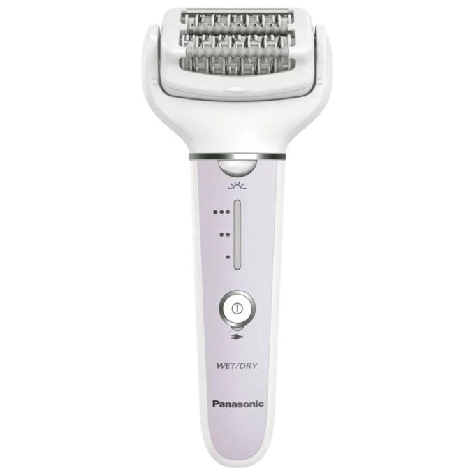 Panasonic ES‑EY30‑V503 Epilatore a pinzette ricaricabile 3 velocita' testine incluse: epilazione + precisione + zona sensibile utilizzo Wet and Dry autonomia 30 min colore Bianco-lilla