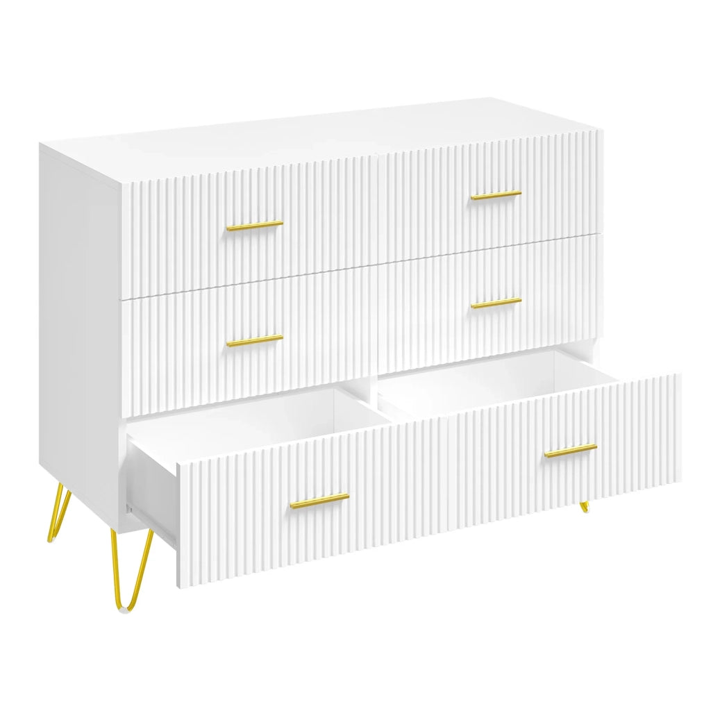 CASSETTIERA 6 cassetti 100x40x75 cm Bianco Oro