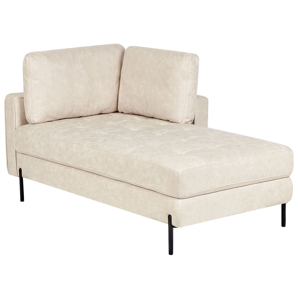 Chaise longue in ecopelle con inserti beige chiaro lato sinistro stile moderno tradizionale