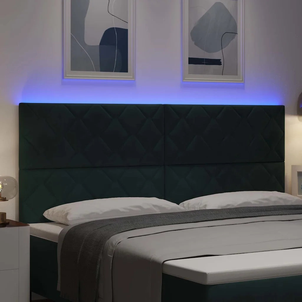 Testiera LED Verde Scuro 200 cm Velluto 3338563