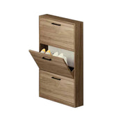 Scarpiera Slim in legno nobilitato 3 ribalte Noce Naturale cm 108x65x15