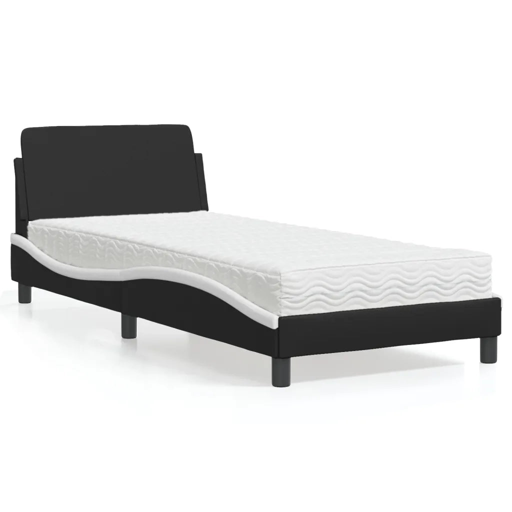 Letto con Materasso Dover Nero e Bianco 90x200 cm in Similpelle 3208342