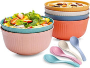 Set di 6 contenitori per cibi, 655 ml, contenitori in plastica, per cibi da portare in borsa con 6 cucchiai per zuppe, muesli, pasta, insalata (6 piccoli pezzi)