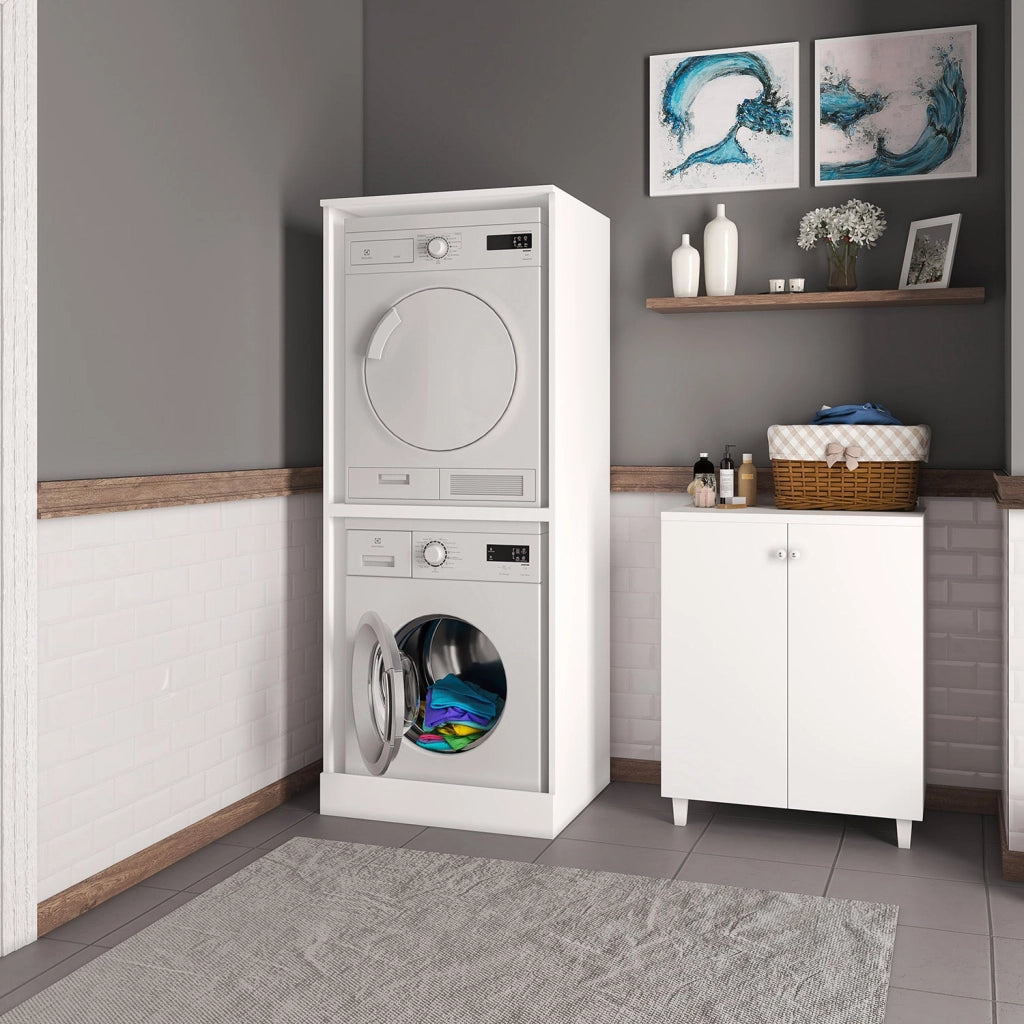 Coprilavatrice e Asciugatrice a Colonna 70,3x179x60,6 cm in Nobilitato 18 mm Bianco