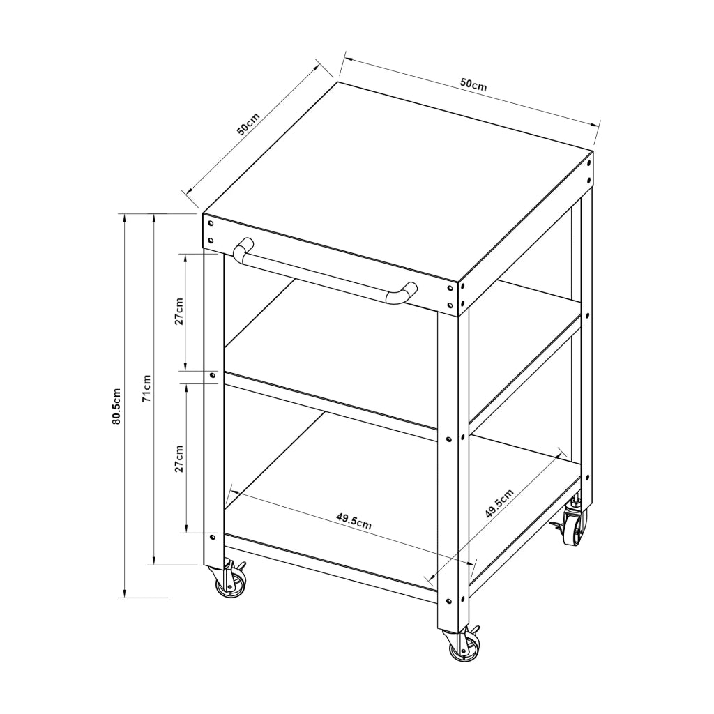 Carrello da giardino con ruote 80,5 x 50 x 50 cm nero 03_0009344