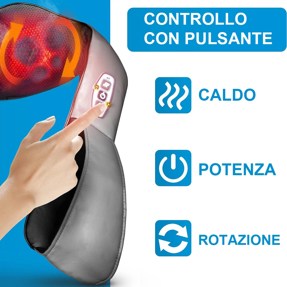 Massaggiatore Elettrico Cuscino Massaggio Shiatsu Collo Spalla Calore Infrarossi