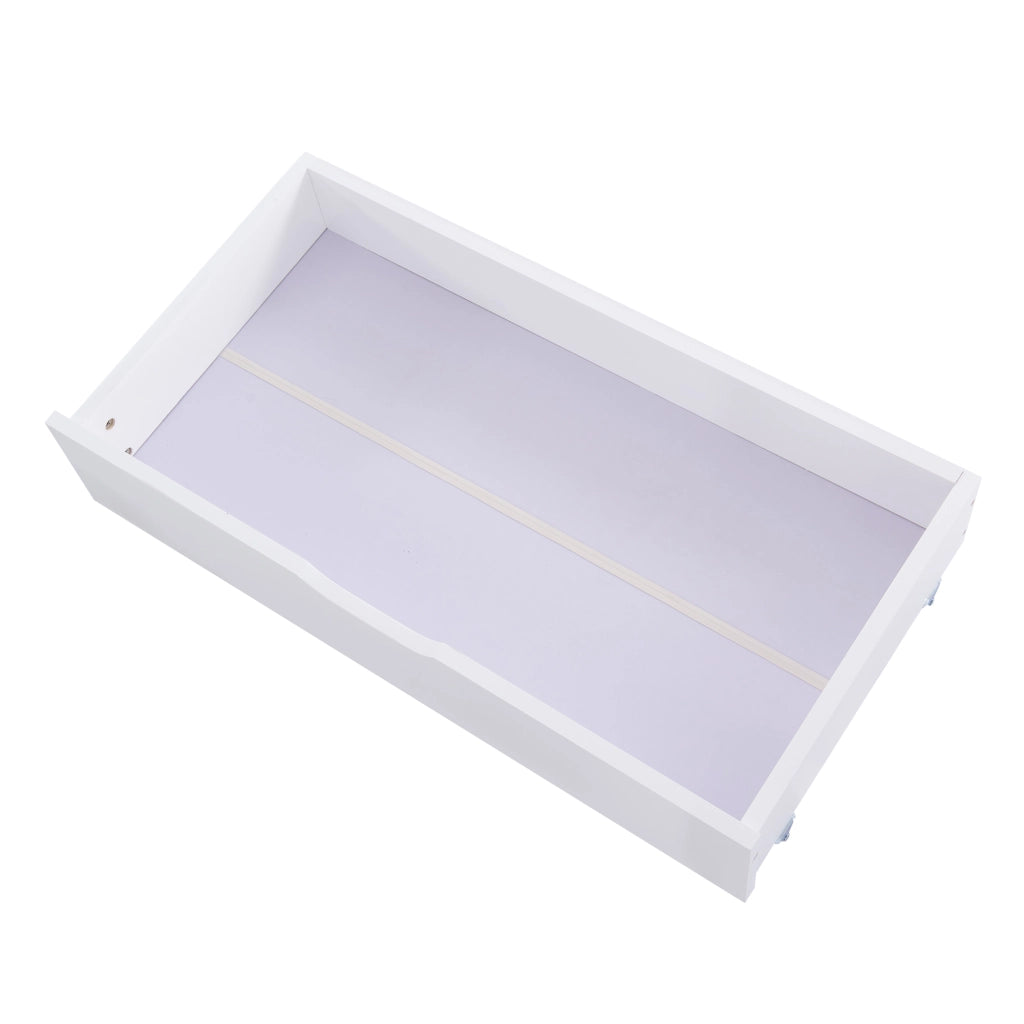 Letto Casetta 90 x 200 cm con 2 Cassetti e Lavagna; con Sponda in Legno - Bianco