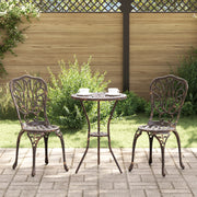 Set da Giardino Bistro a 3 Pezzi in Alluminio Fuso Bronzo di